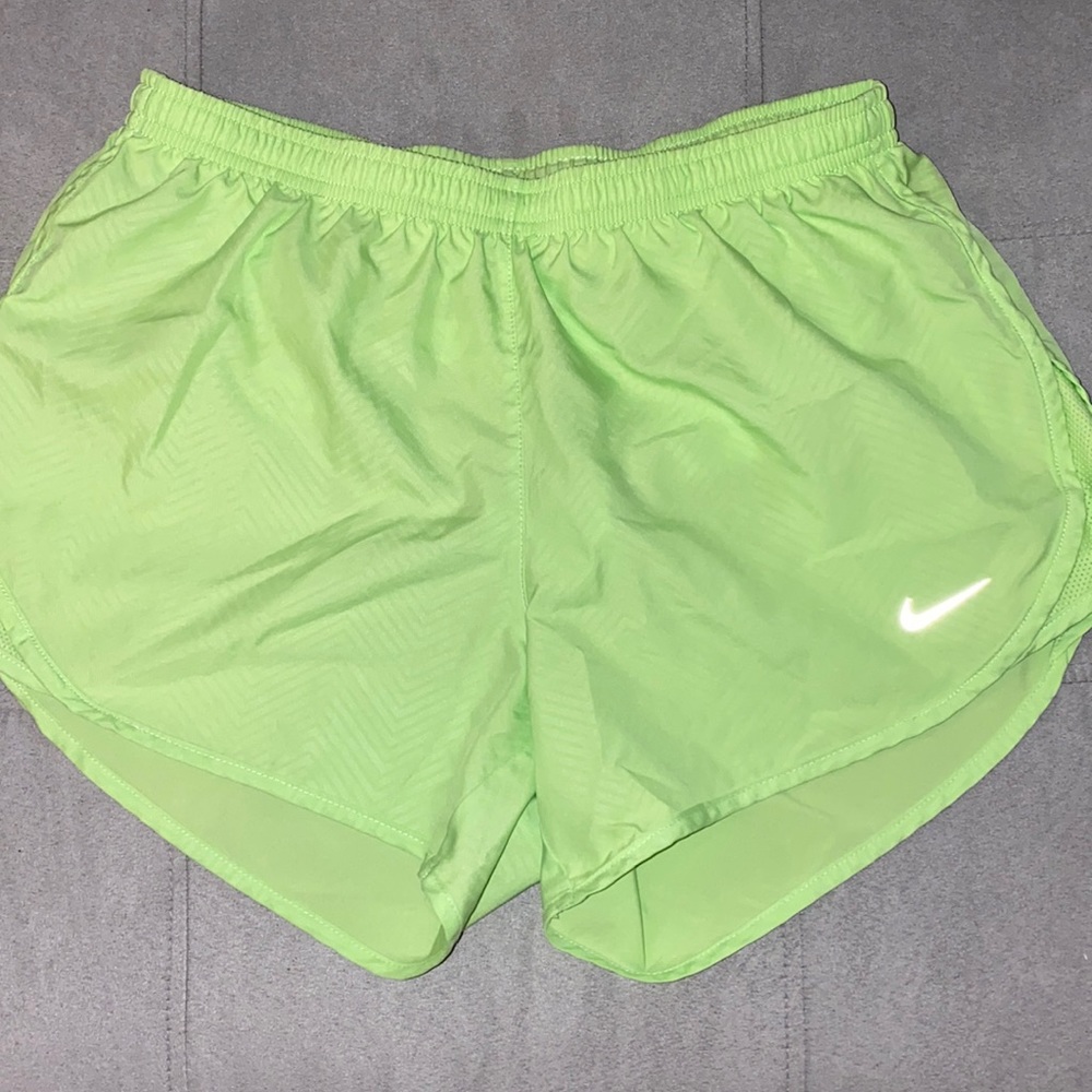 Bright green Nike dri-fit athletic shorts